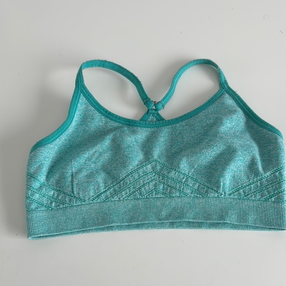 Reebok girls Teal Sports Bra. Racer back. Fun design. Size med (10-12yr) - Picture 1 of 6